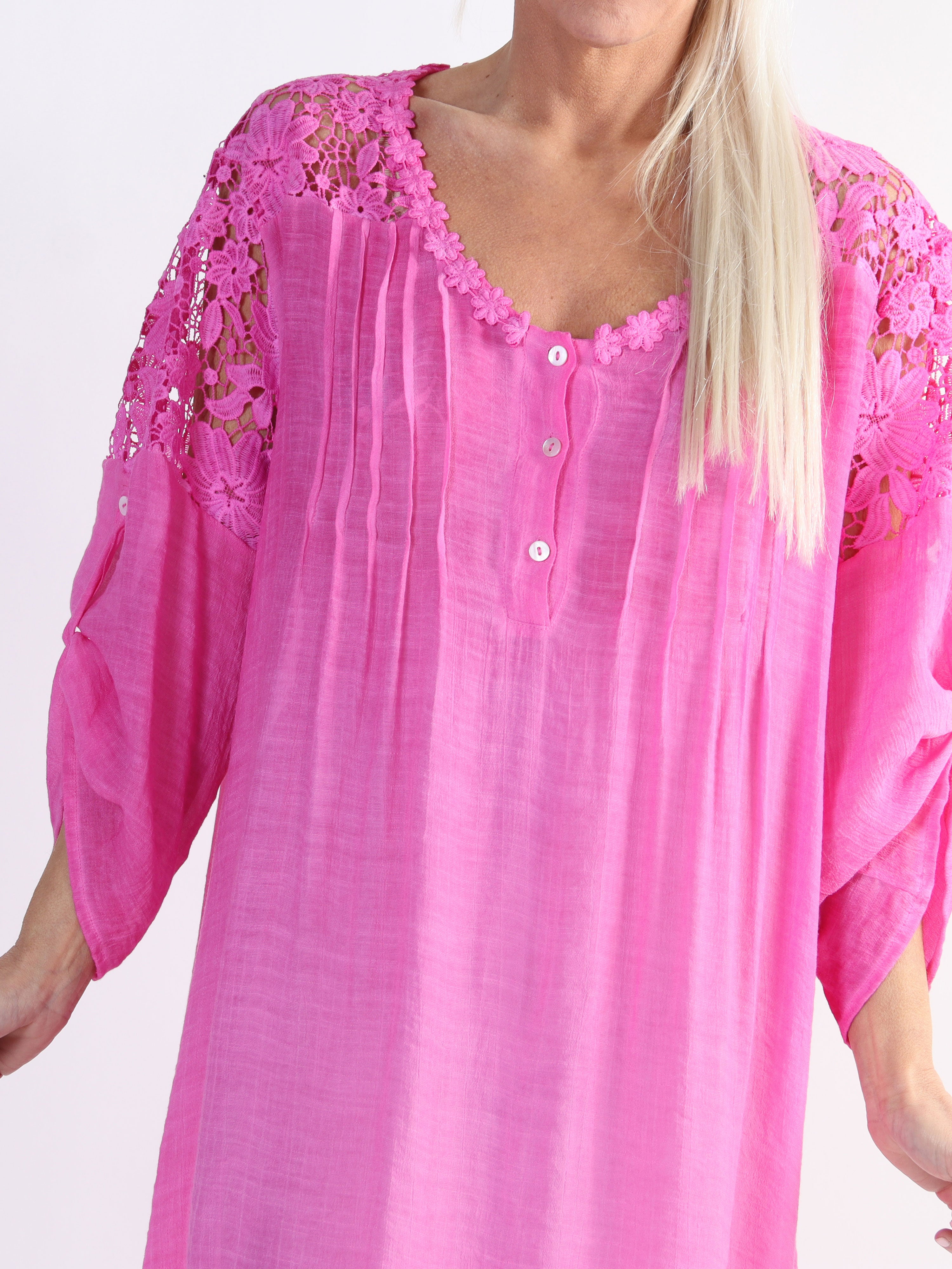 Juliette - Plus size tunika i bomuldsblanding med broderinger